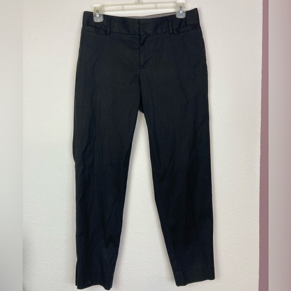 Banana Republic Stretch cotton black textured cropped trousers w/side zippers